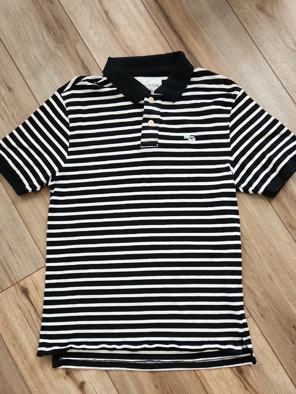 Abercrombie & Fitch Cotton Black & White Striped Polo Mens Size XL Preppy Office